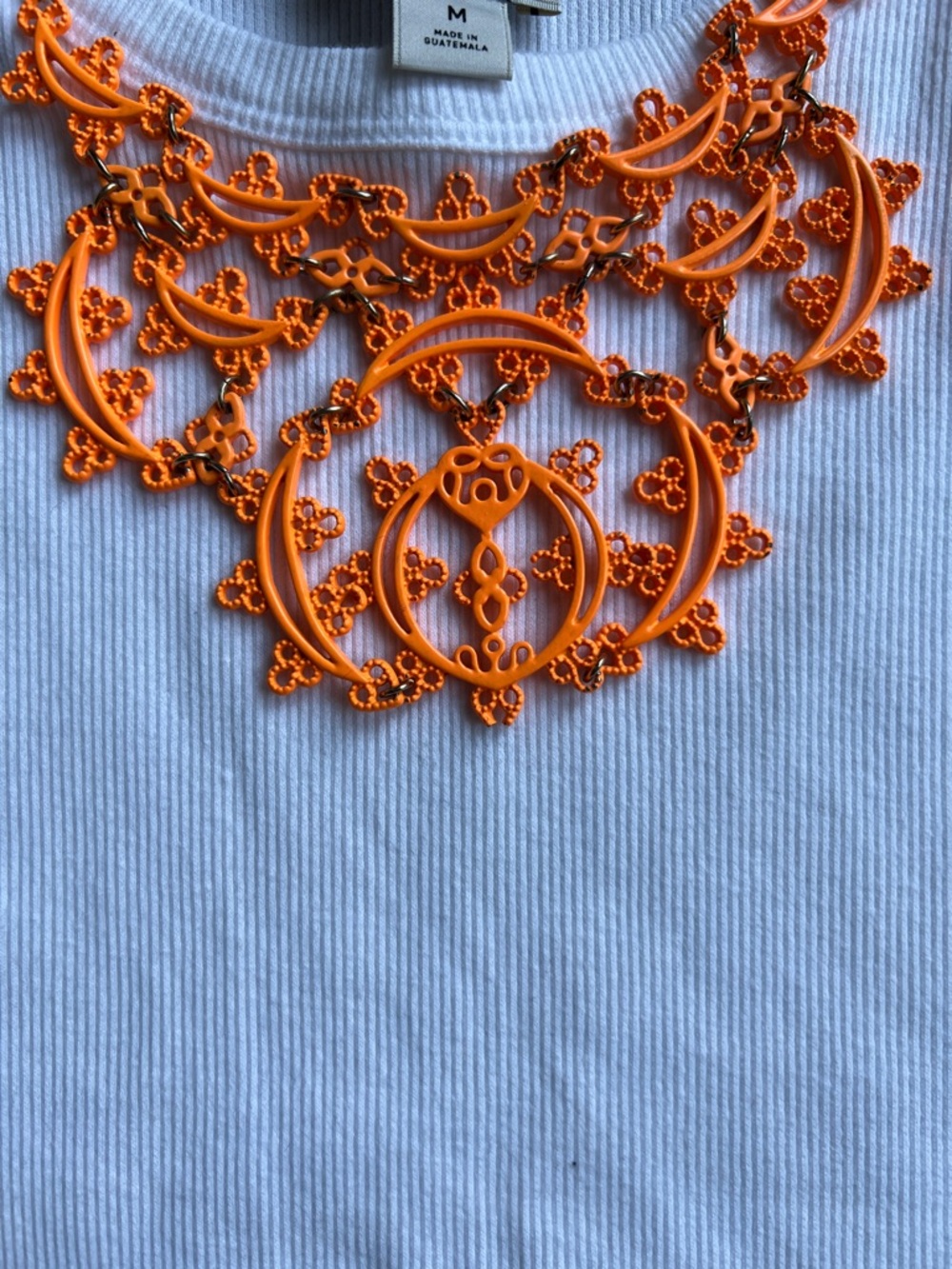 Boho Orange Statement Necklace Jessica Simpson Silver Toned